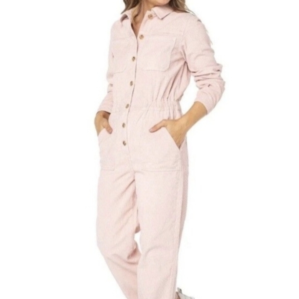 Celebrity Pink Light Pink Button-Up Jumpsuit